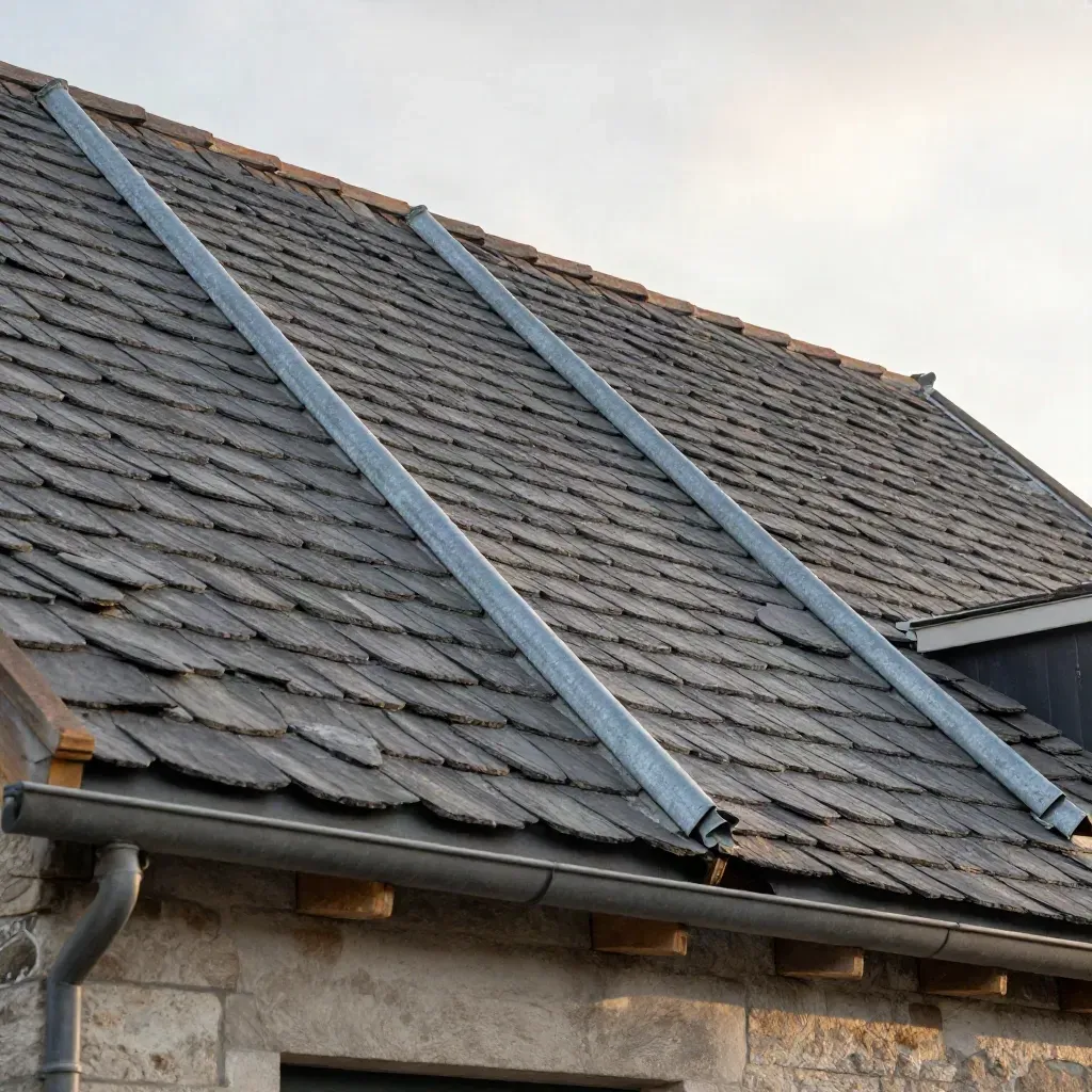 Herstelde daknok met nieuwe pannen en strak loodwerk op een vrijstaande woning.